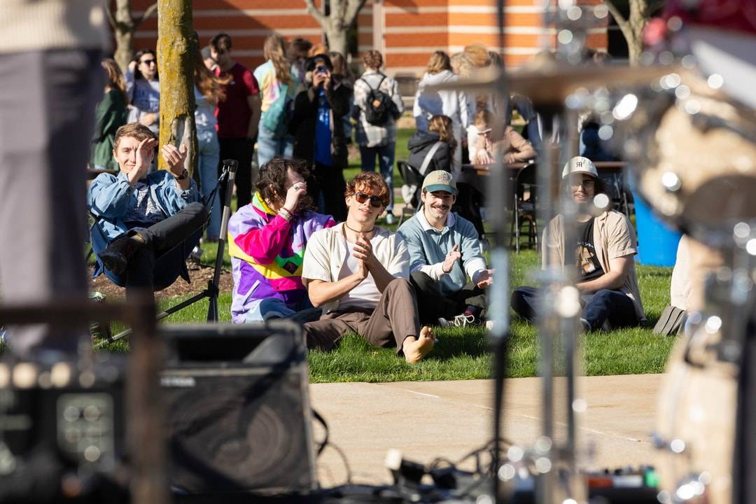Students enjoying live music on Kirkhof Lawn